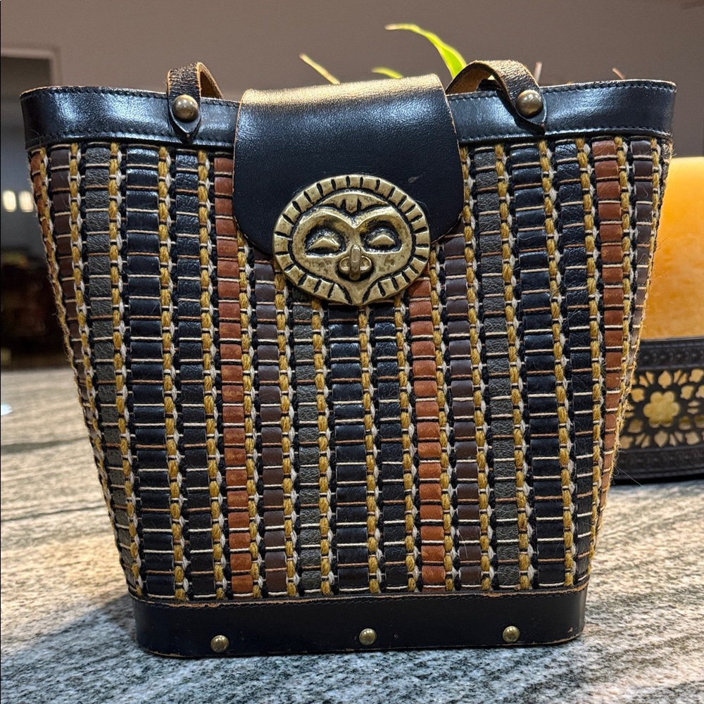 Collin’s of Texas woven leather vintage Tote Bag